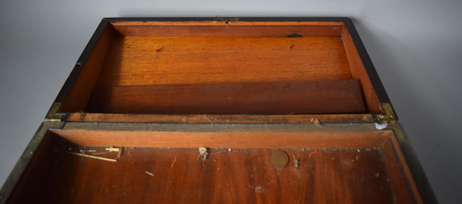 A Late 19th Century Rosewood Campaign Style Writing Slope with Brass Inset Handles and Mounts, - Image 4 of 4