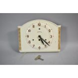 A Mid 20th Century Eight Day, Wall Mounting Ceramic Wall Clock by Ingersoll, Working, 28cm wide