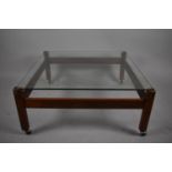 A 1970's Smoked Glass Topped Coffee Table, 84cm Square