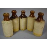 A Collection of Five 19th Century Treacle Glazed Stoneware Bottles, Each 16.5cm high