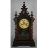 An American Mantle Clock with Half Pilaster Decoration, 8 Day Movement, 52cm High