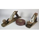 A Stanley Bailey Plane, A Salmen's Plane and a Rabone Leather Cased Metal Tape Measure