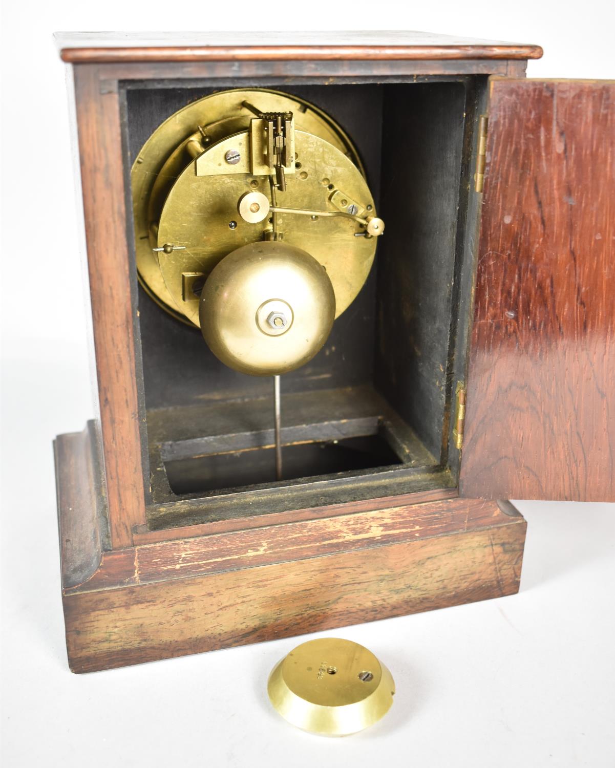 A Late 19th Century Rosewood Cased Mantle Clock in Need of Some Restoration, 22.5cm High - Image 3 of 3