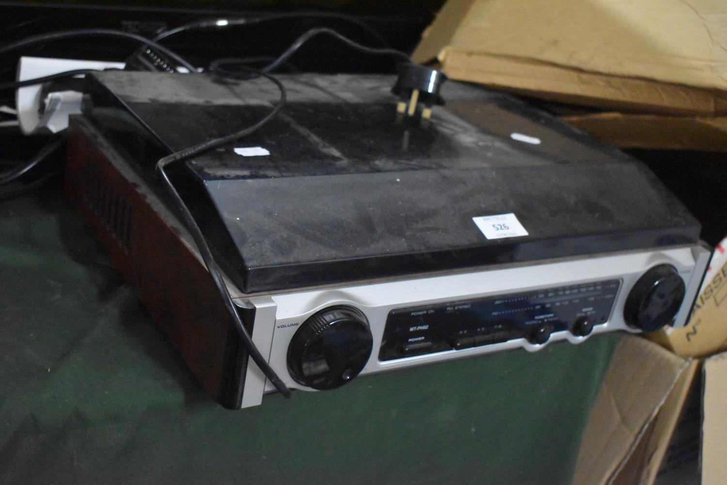 A Modern Record Player and Radio, Untested, 43cm No Speakers