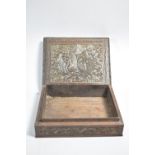 A Finely Carved Indian Wooden Box Decorated with Peacocks, 19.5cm wide