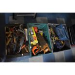 Three Boxes of Various Workshop Tools to Include Spanner, Saws, Stilsons, Screwdrivers etc