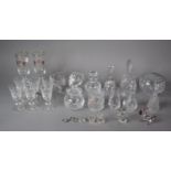 A Collection of Cut and Plain Glassware to Include Six Cut Glass Edinburgh Sherries, Royal Doulton