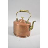 A Late 19th/Early 20th Century Copper Kettle of Oval Form with Folding Brass Handle, Finial and