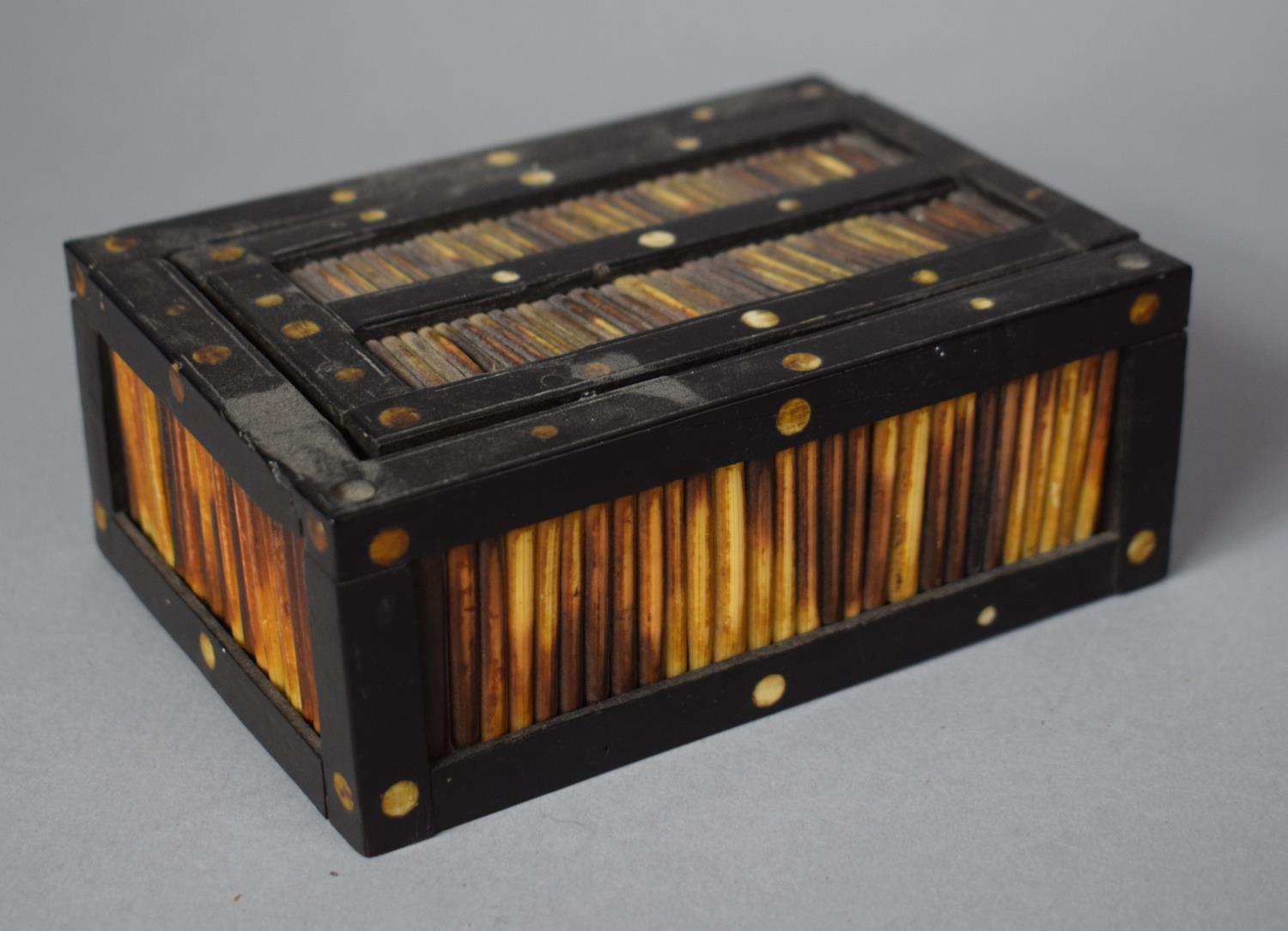 A Small Porcupine Quill Box with Sliding Lid, 12.5cm Long