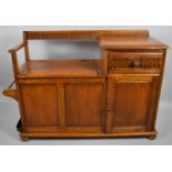A Mid 20th Century Oak Hall Telephone Seat/Stick Stand with Single Drawer Over Cupboard, Hinged Seat