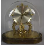 A Kundo Pillar Clock Under Glass Dome and Oval Wooden Plinth Base, 22cm high