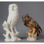 Two Goebels Owl Ornaments, Barn Owl and Long Eared Owl