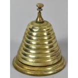 A Late Victorian/Edwardian Brass Desktop or Counter Bell in the Form of a Beehive, 10.5cm high