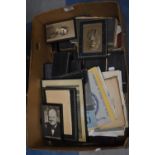 A Box Containing Framed Vintage Photographs, Pamphlets, Prayer Books etc