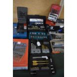 A Collection of Various Drill Bit Sets, Socket Set etc