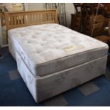 A Modern 4ft6 Divan Bed with Hardwood Headboard