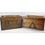 Two Vintage Bass Charrington 24 Bottle (Nips) Beer Crates with Stencilled Decoration, Each 38.5cm