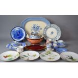 A Collection of Ceramics to include a 19th Century Lustre Bowl, Flow Blue and White Plate, Blue