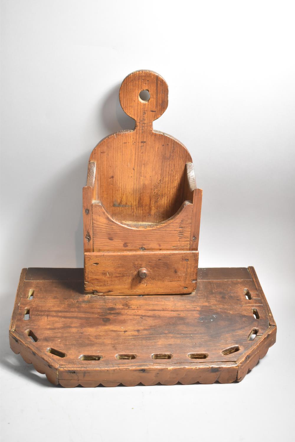 An Interesting and Unusual Georgian Provincial Wall Mounting Spoon Rack with Single Drawer,