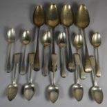 A Collection of Eleven Georgian Silver Coffee and Teaspoons and Four Georgian Serving Spoons,