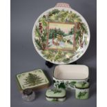 A Spode "Victorian Christmas" Plate, Bring Home the Tree, Coasters, Ceramic Boxes etc