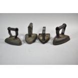 Four Various Cast Iron Gilt Decoration Flat Irons