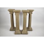 A Set of Four Reconstituted Stone Corinthian Column Pedestals, Each 84cm high