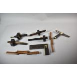 A Collection of Various Vintage Carpenters Scribing Tools, Spoke Shaves, Set Square etc