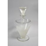 An Interesting Art Deco Hand Blown Glass Decanter with Acid Etched Frosted Decoration on Footed