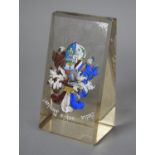A Continental Decorated Glass Doorstop Shaped Paperweight Decorated with Armorial Device and