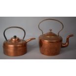 Two Copper Kettles, The Tallest 27cm High