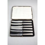 A Cased Set of Six Silver Handled Butter Knives, Sheffield 1947 by Viners