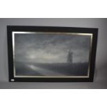 A Framed Oil on Board Depicting Windmill, 58cm Wide