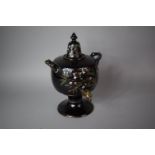 A Late 19th Century Jackfield Two Handled Samovar with Floral Decoration and Brass Tap, 34cm High