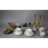 A Collection of Items to include Pair of Brass Candle Sticks, Golfer under Glass Dome, Robert Harrop