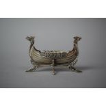 A Continental Silver Salt in the Form of a Viking Longship, Stamped 830, 8cm Long