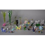 A Collection of End of The Day Coloured Glass Ornaments to include Huntsman and Horse, Hounds,