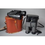 A Pair of Leather Cased Cyma 7x50 Binoculars Together with a Pair of Trilyte III 10x40 Binoculars