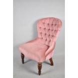 A Ladies Buttoned Upholstered Victorian Style Balloon Back Nursing Chair