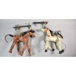 Two Mid 20th Century Carved Wooden Horse Puppets