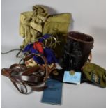A Collection of Militaria to Include Pair of Barr & Stroud Leather Cased Binoculars, Canvas Bags,