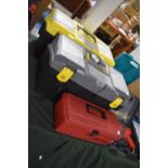 Two Stanley Tool Boxes with Contents Together with a Blue Point Example, Also with Screw Drivers,
