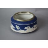 A Blue and White Jasperware Bowl with Silver Plated Rim by Adams, 27cm Diameter