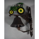 A Reproduction Cast Metal Bell with Tractor Motif, 36cm high, Plus VAT