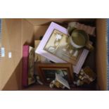 A Box Containing Framed Diorama, Ornaments, Photograph Album, Winnie the Pooh Books etc