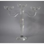 A Three Branch Glass Candelabra, 33cm high