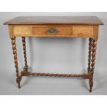 A Late 19th Century Narrow Side Table with Single Drawer with Barley Twist Tapering Supports and