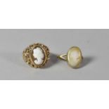 Two 9ct Gold Cameo Rings, One with Squashed Shank, the Other Size S, Total Weight 8.2g
