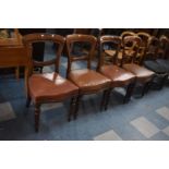 A Set of Four Late Victorian Mahogany Framed Serpentine Front Dining Chairs