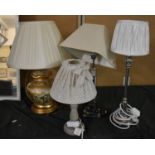 A Collection of Four Various Table Lamps